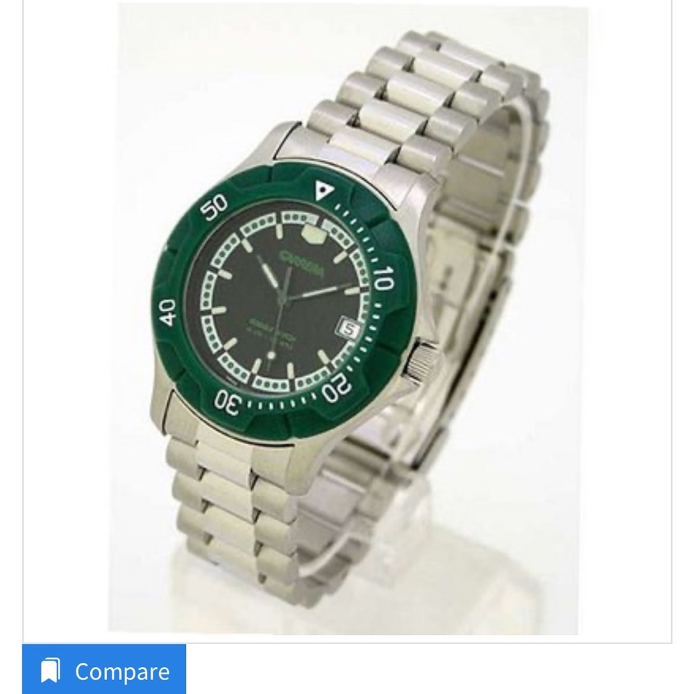 Carrera Men's Green Bezel Silver Bracelet Stainless Watch